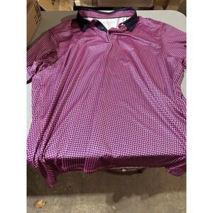 Maelreg Performance Polo Mens 3XL Pink‎ Short Sleeve Shirt Geometric Lightweight